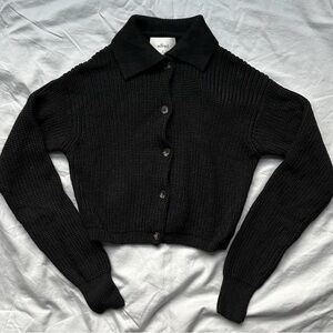 Aritzia Wilfred Black Ribbed Cardigan